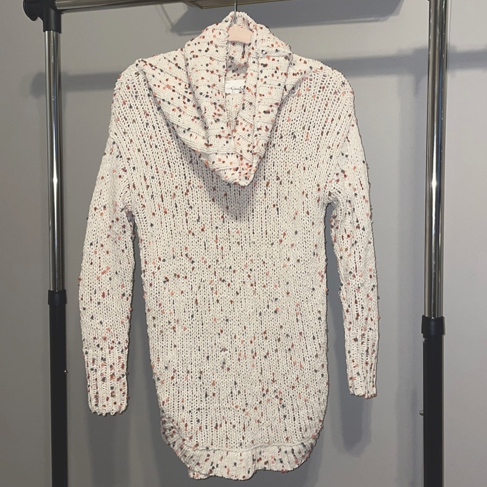 XS turtleneck sweater, off-white, warm toned dot design, long